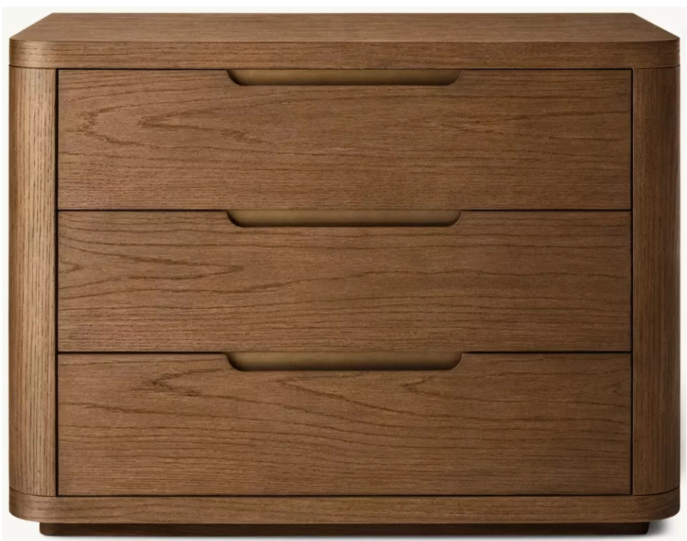 Rounded-edge Solid Wood Nightstand Mesita de noche de madera maciza con bordes redondeados