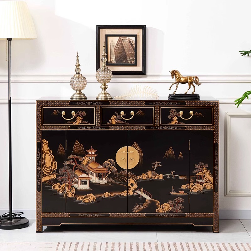 Nuevo gabinete de entrada clásica pintada a mano de estilo chino