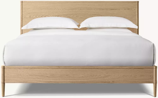 Cama con respaldo completo de madera maciza de roble blanco