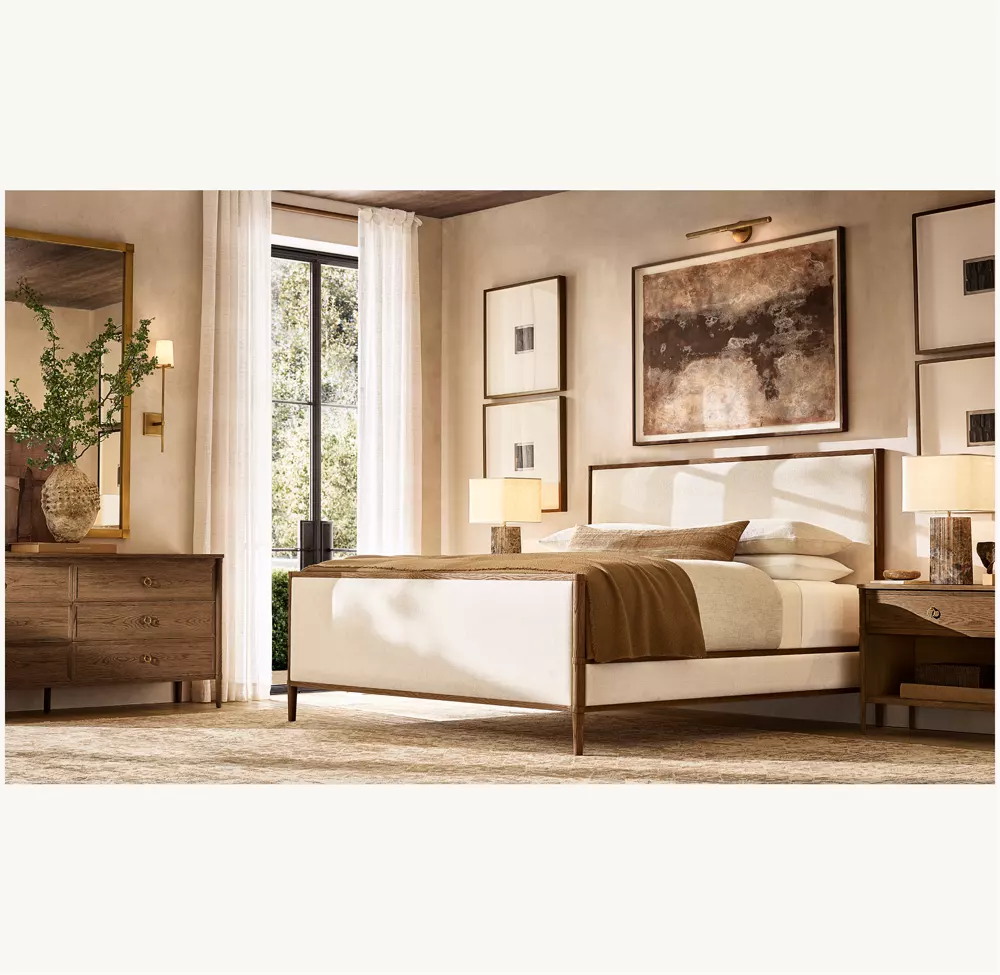 Cómoda de seis cajones de roble blanco estampado