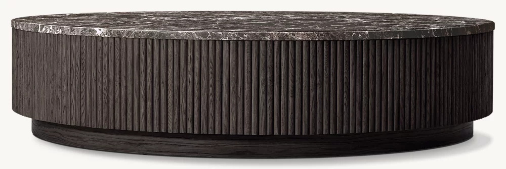 Mesa de café redondo de zócalo de piedra