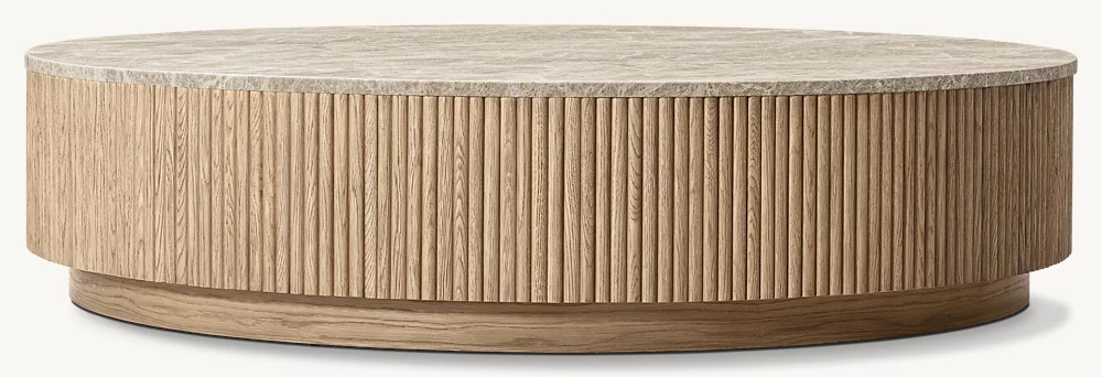 Mesa de café redondo de zócalo de piedra