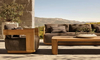 Sofá de exterior de tres plazas de teca hecho a mano