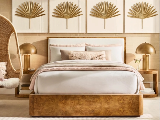 Mesa de noche redonda de madera de lujo con estante abierto