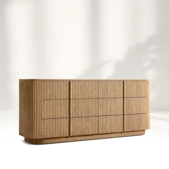 Modern Minimalista Minimalist Seis Drawer Dresser con rayas verticales