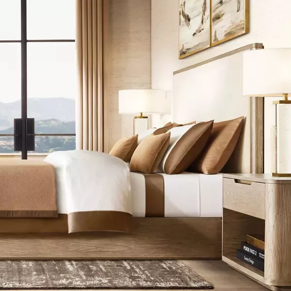 Set de muebles de dormitorio: una mezcla de naturaleza y estética espacial minimalista