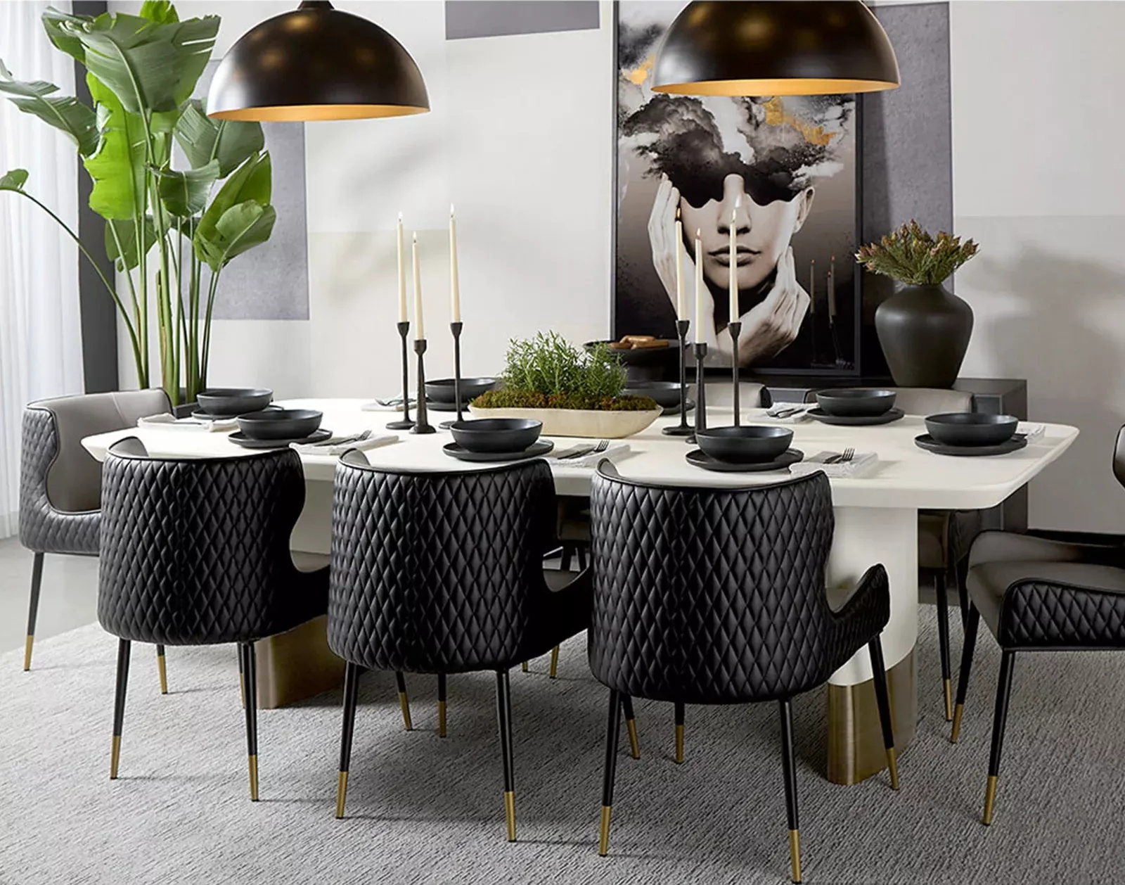 Mesa de comedor rectangular de dos colores