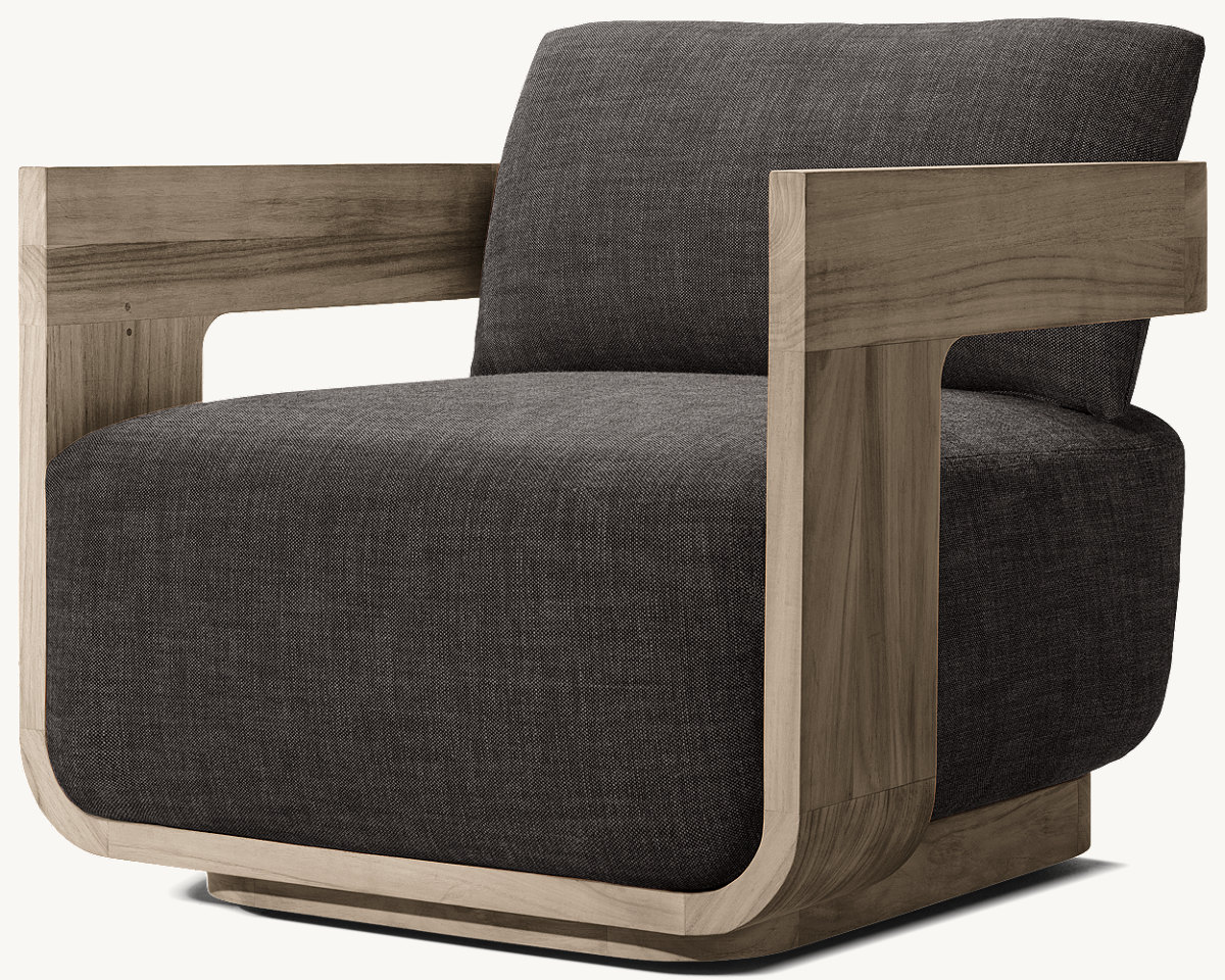 Silla unipersonal de exterior de teca natural