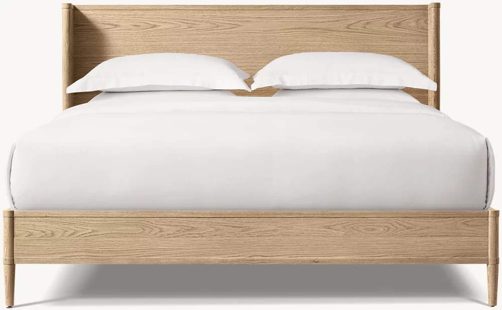 Cama de madera maciza con cabecera en forma de ala
