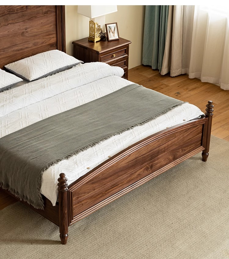 Cama de madera maciza de nogal negro