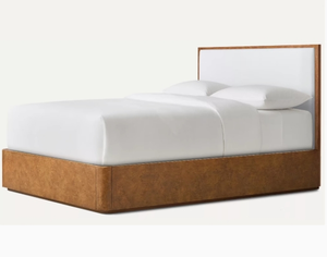 Acabado de corteza de árbol Cama de panel de madera maciza de roble blanco mate