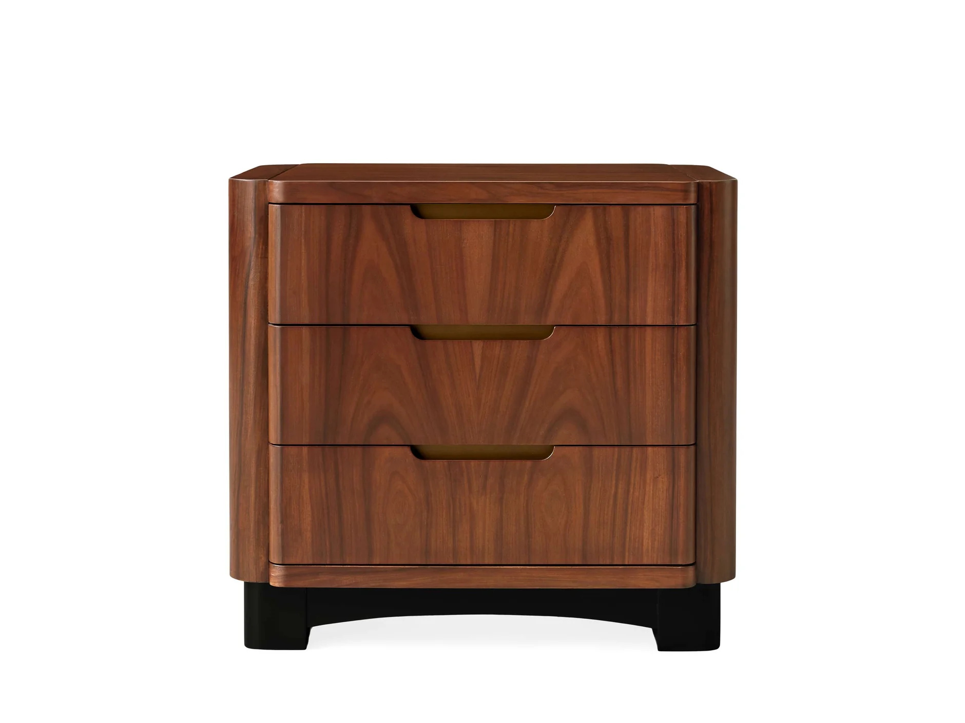 Mesita de noche de tres cazadores de color nogal de roble