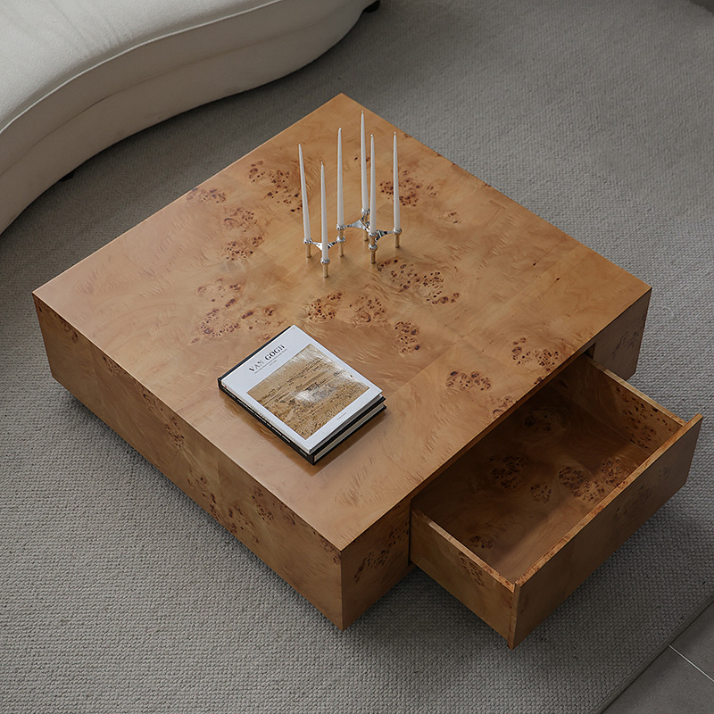 Mesa de café de corteza de árbol americano