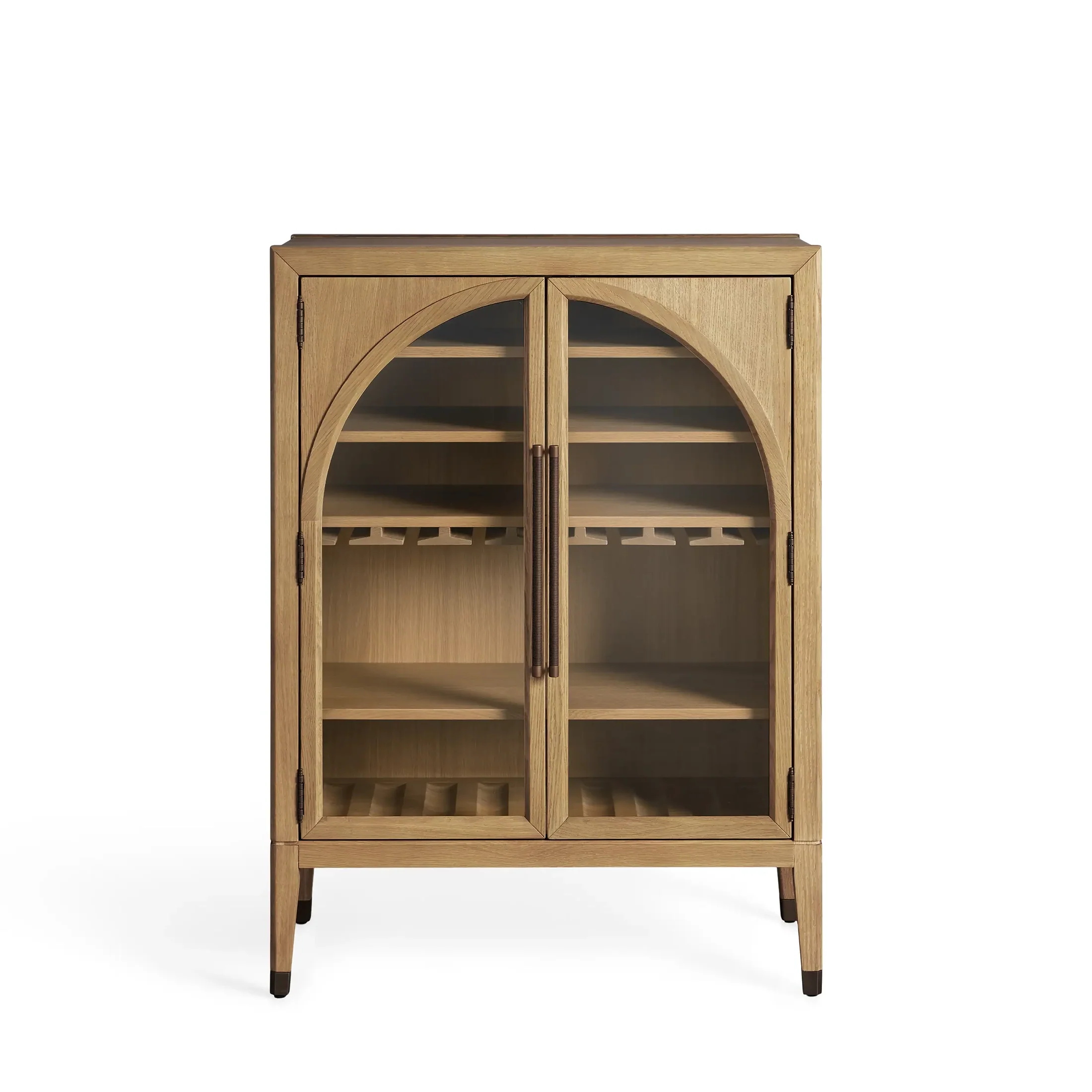 Gabinete de madera con arco - paneles de vidrio superior 
