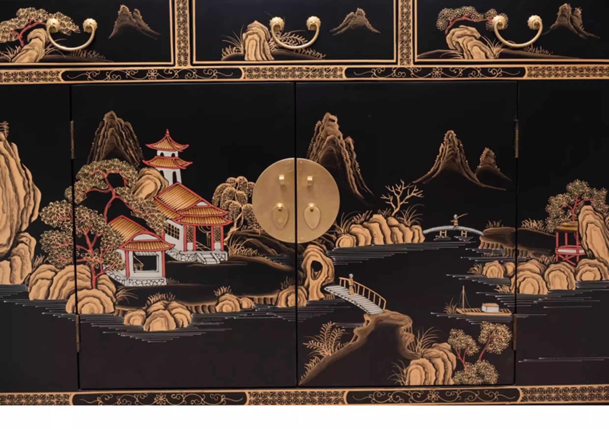 Nuevo gabinete de entrada clásica pintada a mano de estilo chino