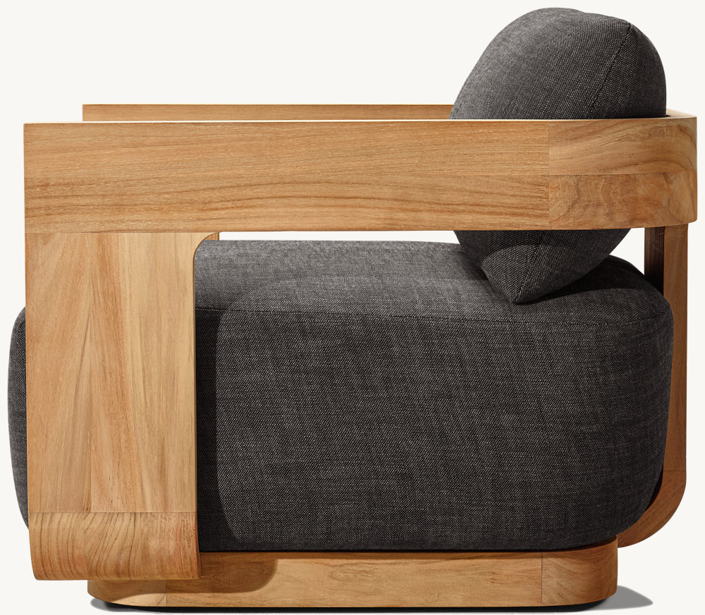 Silla unipersonal de exterior de teca natural