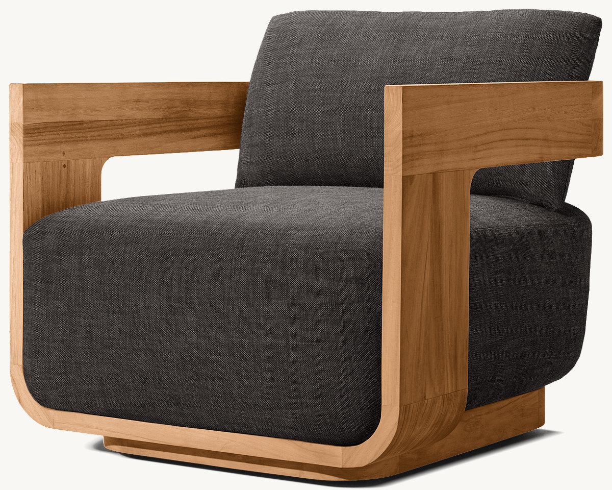 Silla unipersonal de exterior de teca natural