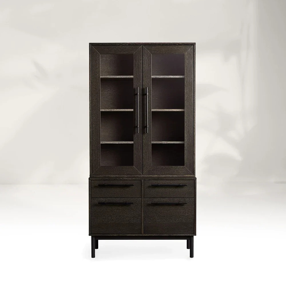 Gabinete de almacenamiento de puertas de vidrio de estilo industrial