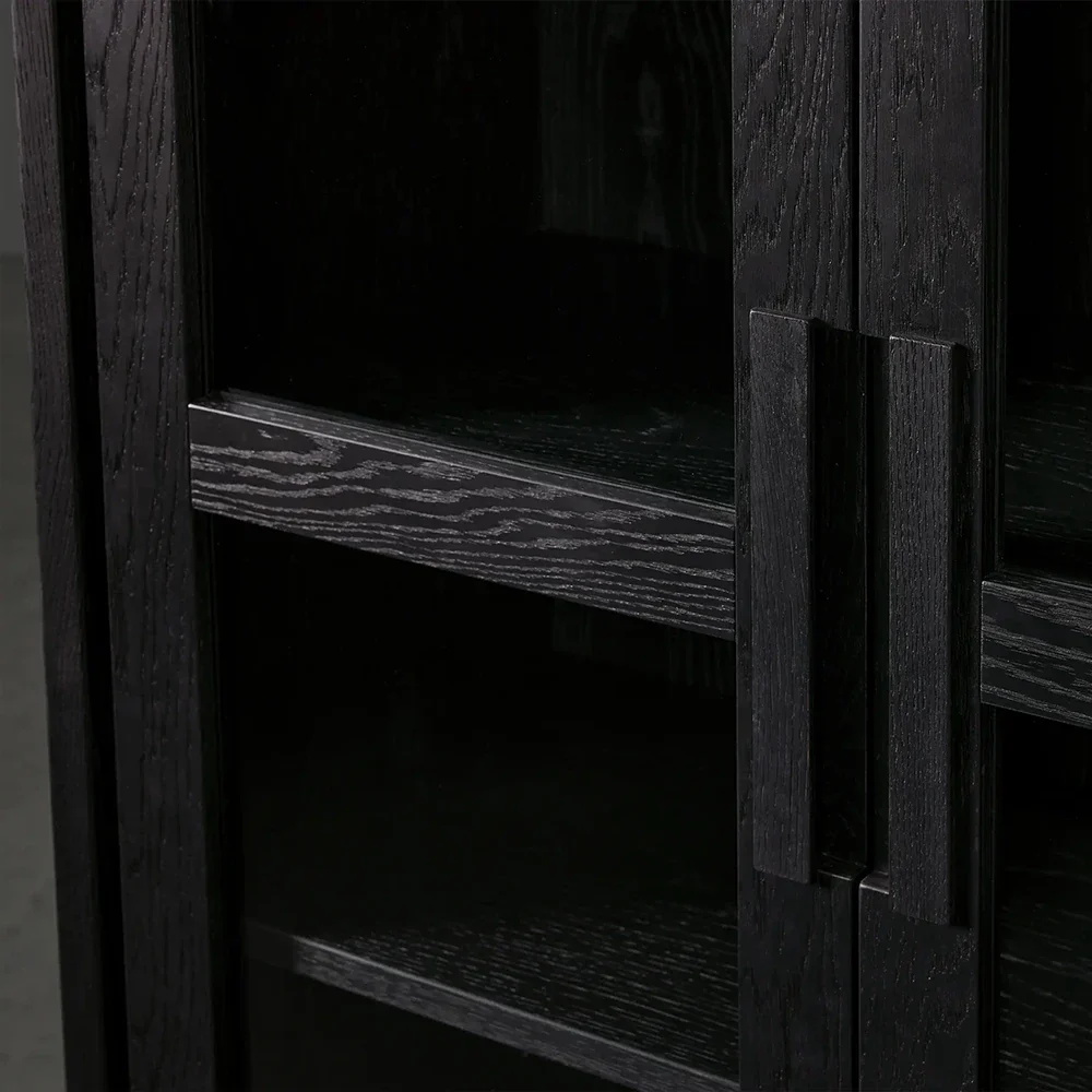 Dos - vidrio de puerta - estante de pantalla de madera cerrado