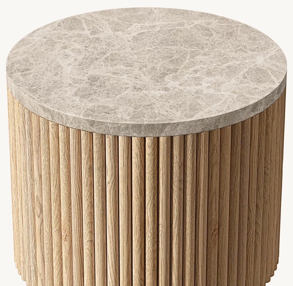 Mesa lateral redonda de piedra