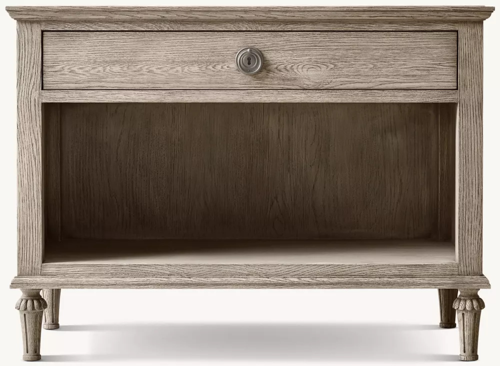 Mesa de noche de ratán y madera