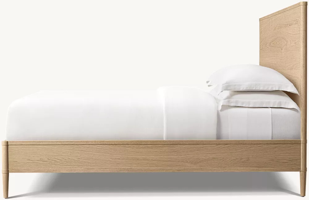 Cama con respaldo completo de madera maciza de roble blanco