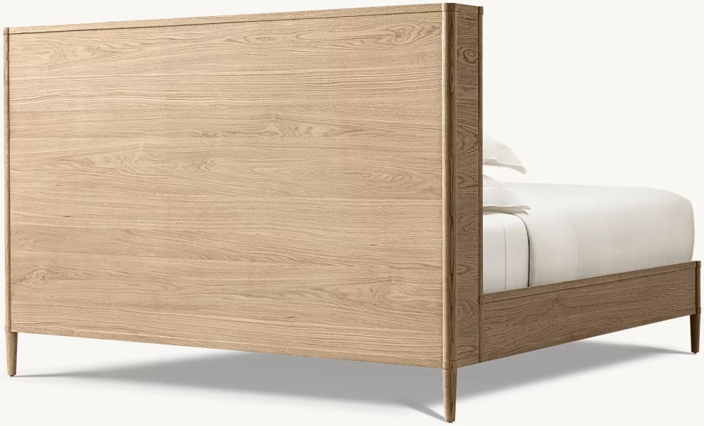 Cama de madera maciza con cabecera en forma de ala