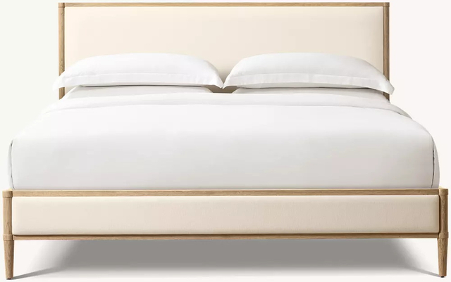 Cama de madera maciza revestida de tela