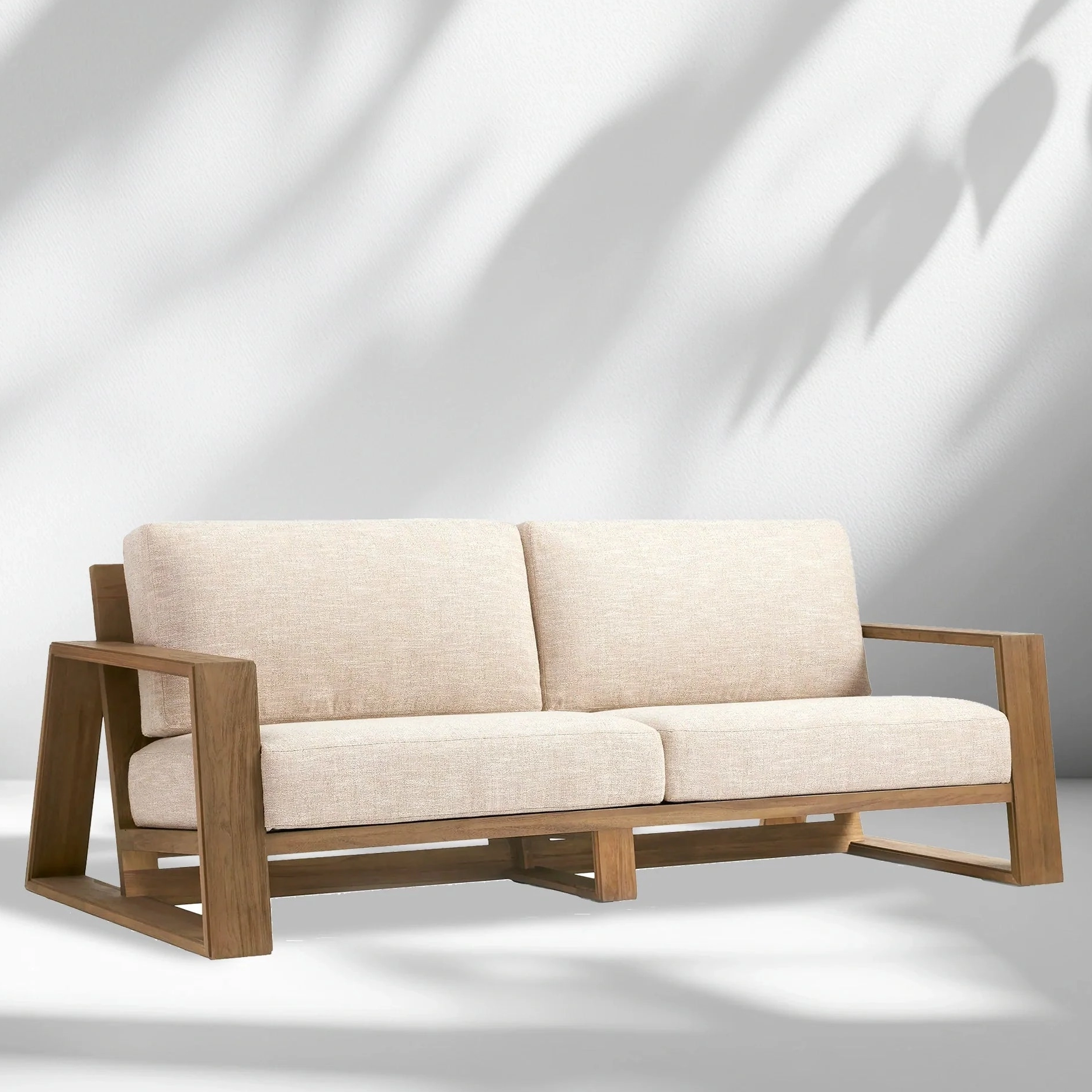 Sofá de teca al aire libre en cervatillo desgastado 