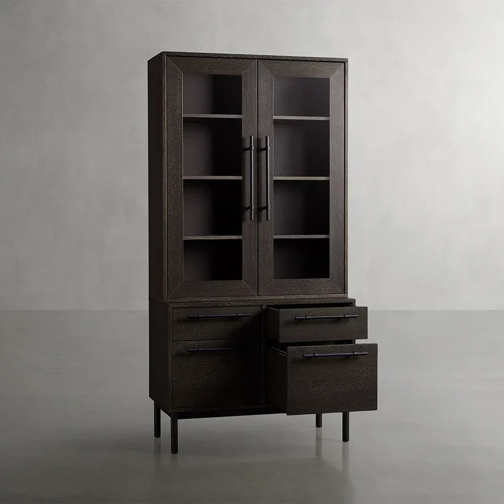 Gabinete de almacenamiento de puertas de vidrio de estilo industrial