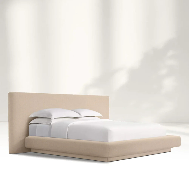 Cama beige de textura suave contemporánea