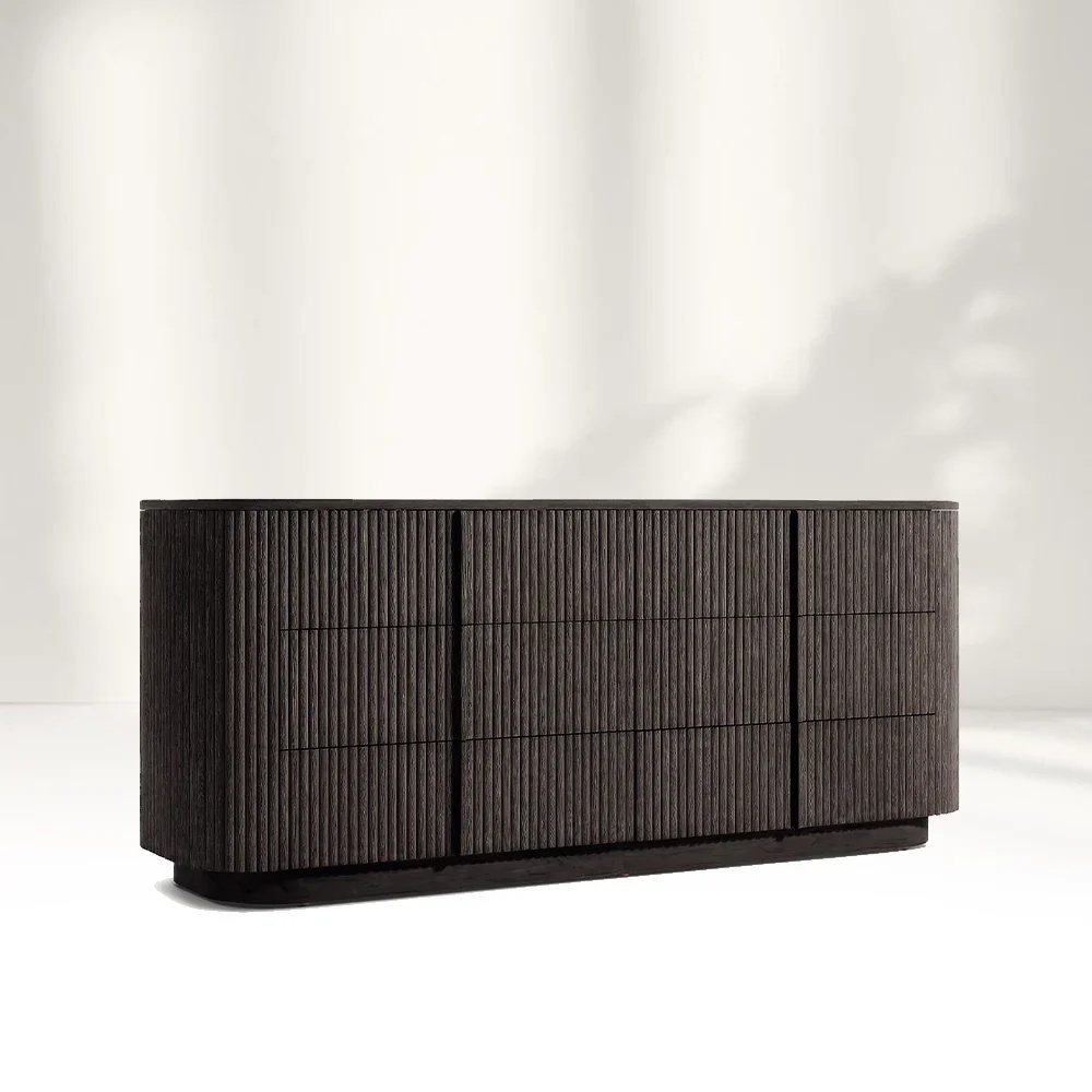 Modern Minimalista Minimalist Seis Drawer Dresser con rayas verticales