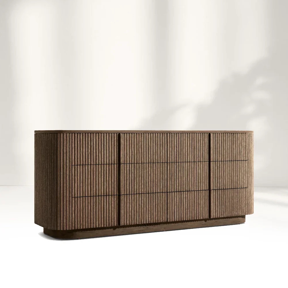 Modern Minimalista Minimalist Seis Drawer Dresser con rayas verticales
