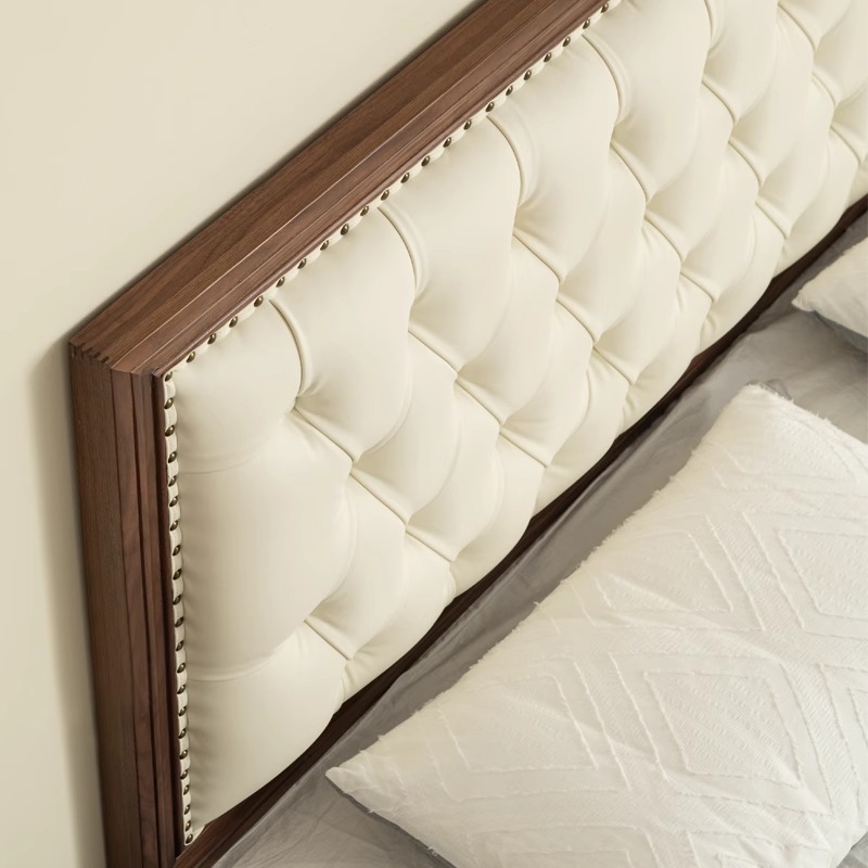 Cama de madera de nuez de dormitorio de alta gama