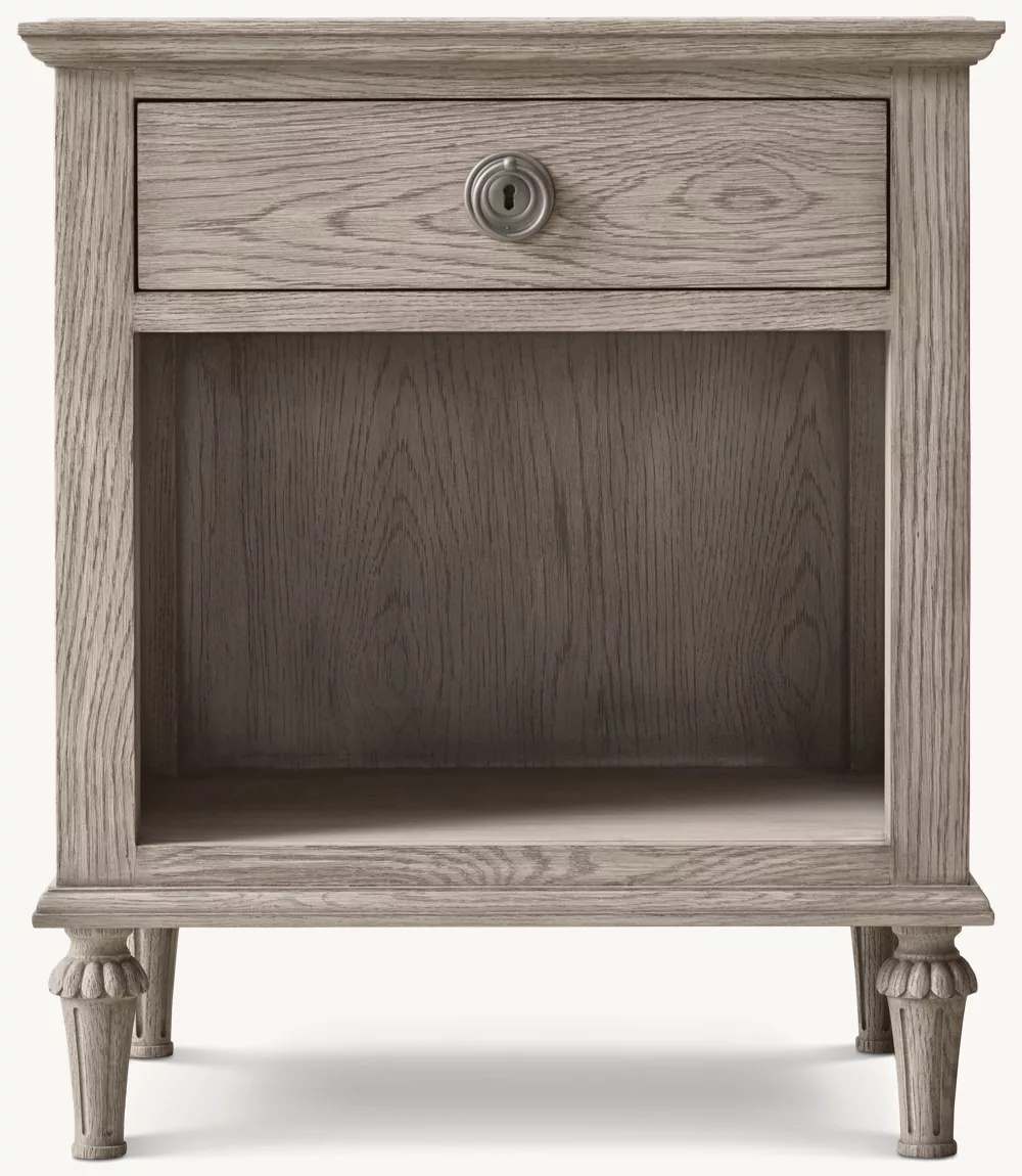 Mesa de noche de ratán y madera