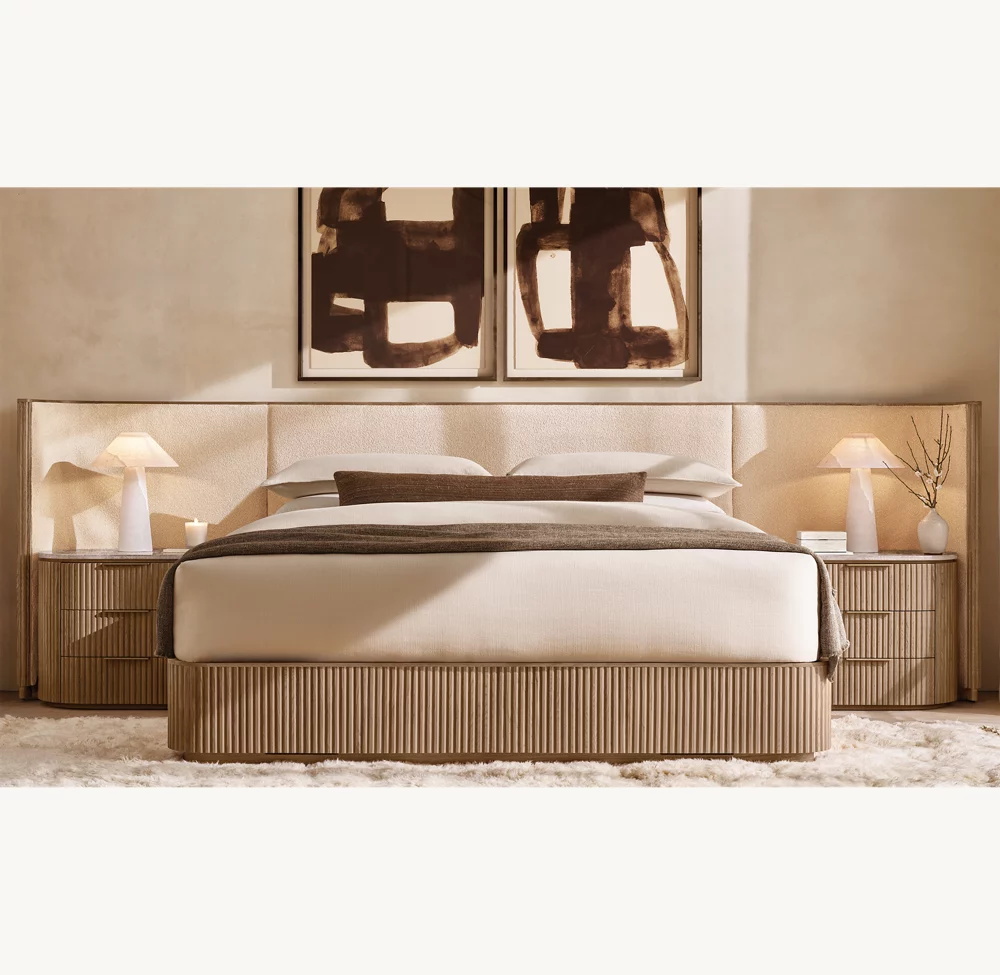 Cama de tela extendida ajustable de madera maciza de estilo americano