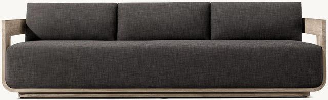 Sofá de exterior de tres plazas de teca hecho a mano