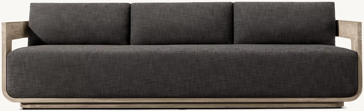 Sofá de exterior de tres plazas de teca hecho a mano