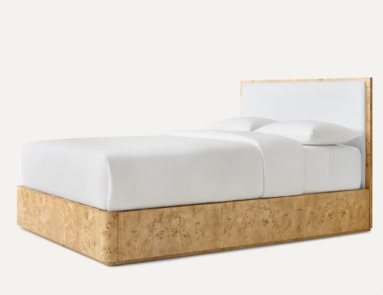 Acabado de corteza de árbol Cama de panel de madera maciza de roble blanco mate