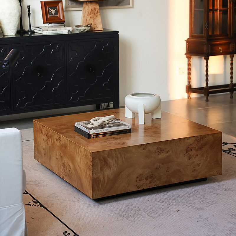 Mesa de café de corteza de árbol americano