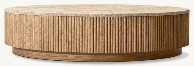 Mesa de café redondo de zócalo de piedra