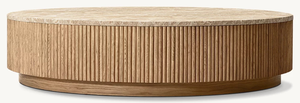 Mesa de café redondo de zócalo de piedra