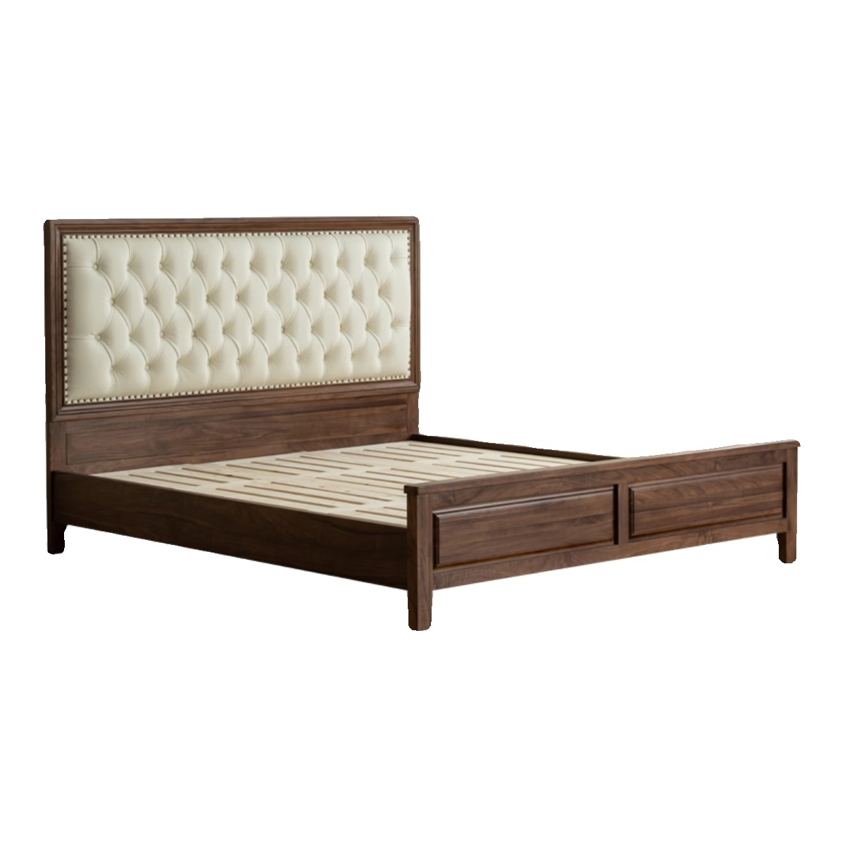 Cama de madera de nuez de dormitorio de alta gama