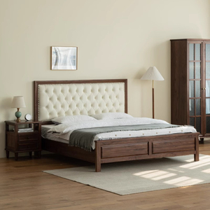 Cama de madera de nuez de dormitorio de alta gama