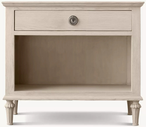 Mesa de noche de ratán y madera