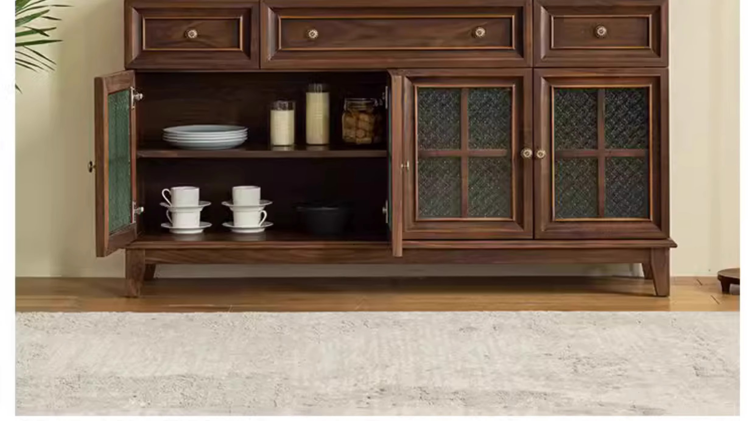 Aparador de madera maciza de nogal negro