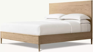 Cama con respaldo completo de madera maciza de roble blanco