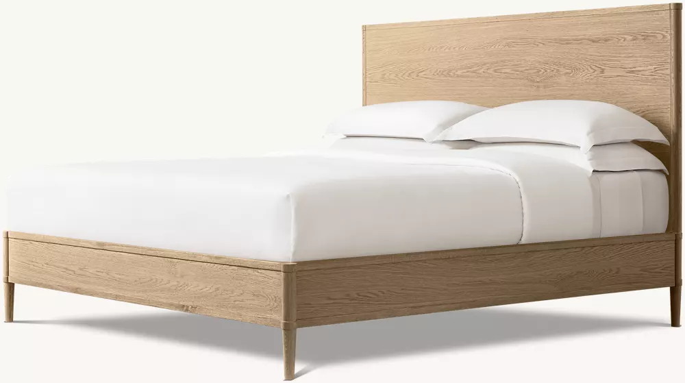 Cama con respaldo completo de madera maciza de roble blanco