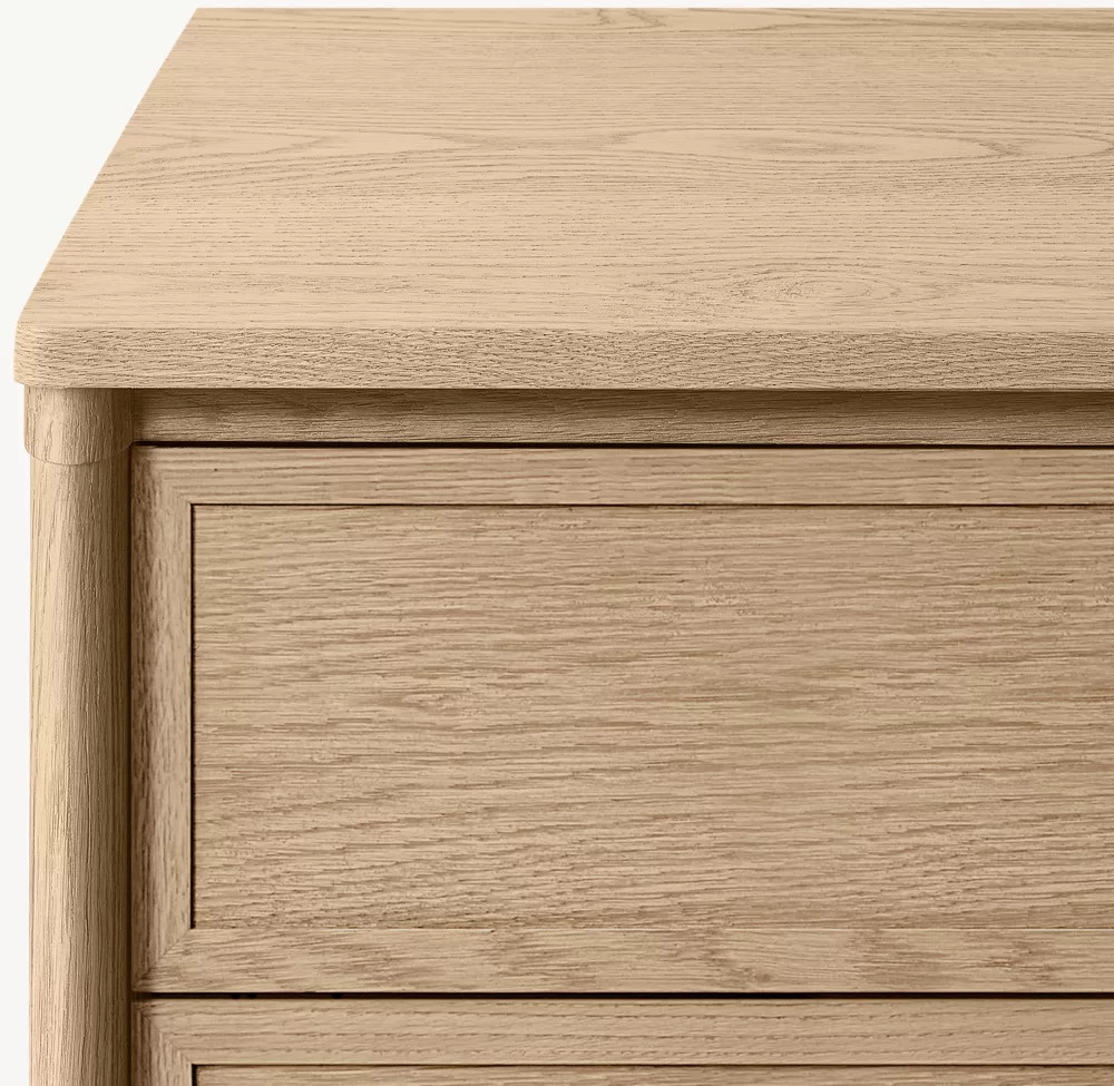 Cómoda de seis cajones de roble blanco estampado