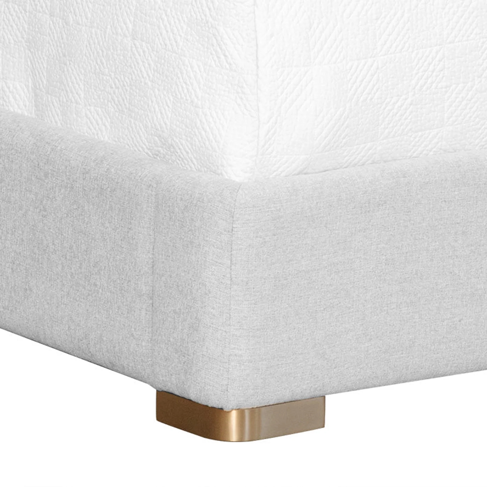 Cama tapizada a gris claro moderno